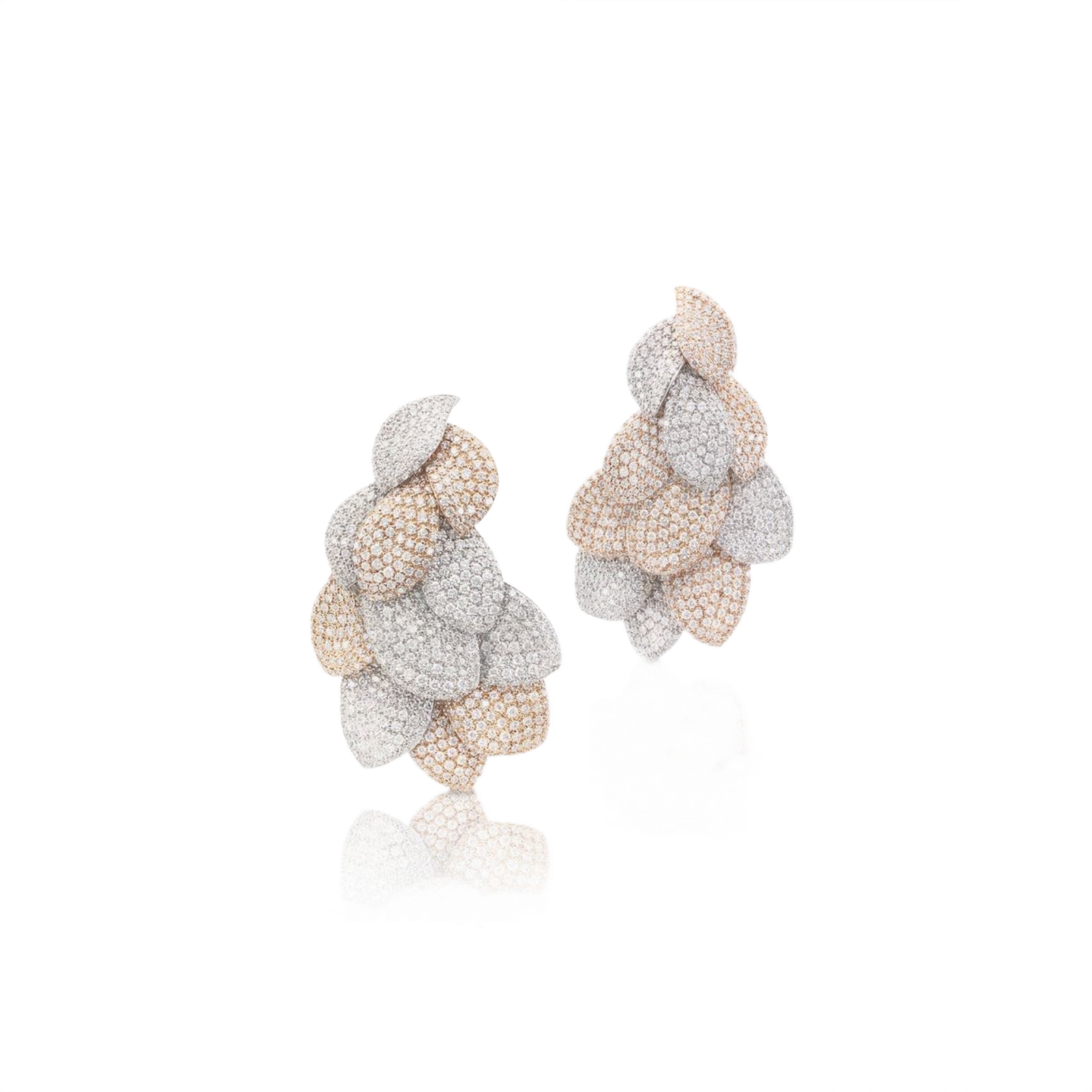 Met Gala Layered Blossom Micro-Pavé Statement Studs in Dual Tone