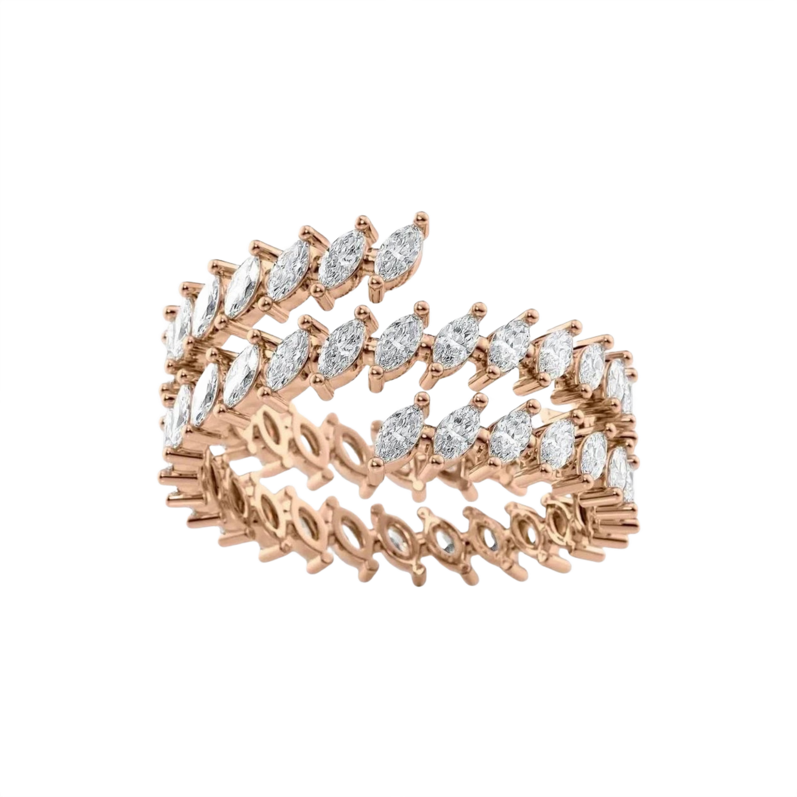 Janhvi Kapoor Rose Gold Marquise Spiral Wrap Ring