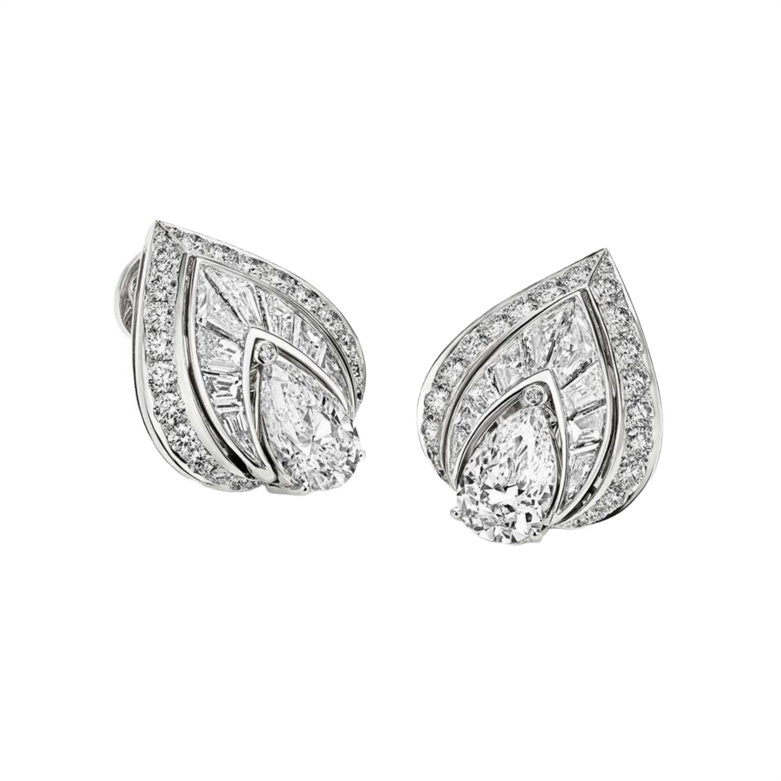 Katrina’s Royal Pear & Baguette Shield Earrings